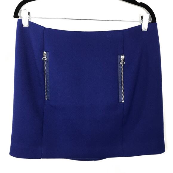 Maje NWT Diddle Jupe Zip Deta Skirt Blue Mini Preppy Classy Chic 40 /  Large - Picture 1 of 9